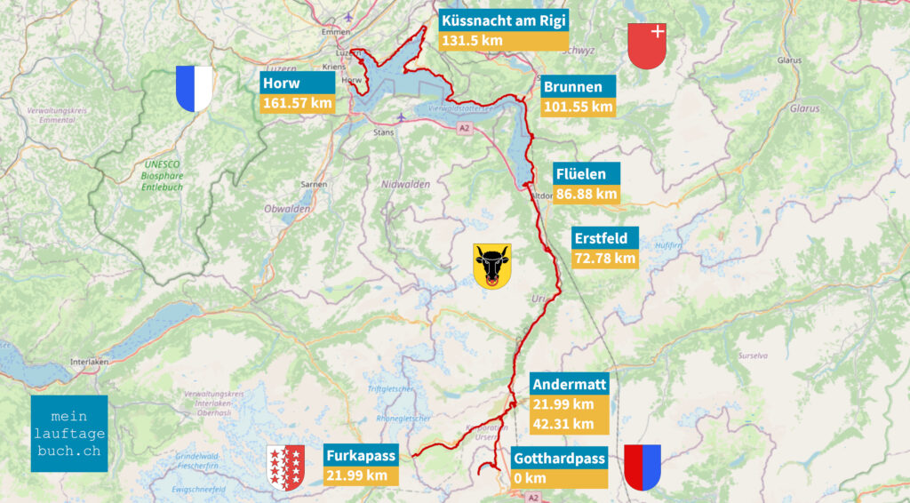 Laufen Erlebnislauf Reuss Vierwaldstättersee Küssnacht Rigi Luzern Horw Pilatus